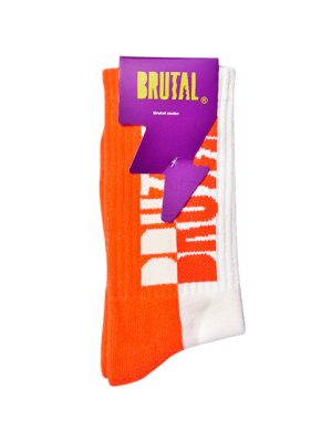 MEDIAS BRUTAL NARANJA CON BEIGE